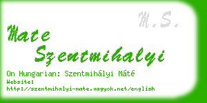 mate szentmihalyi business card